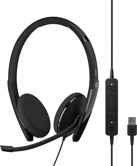 Wired double-sided headset with USB, stereo sound, and call control