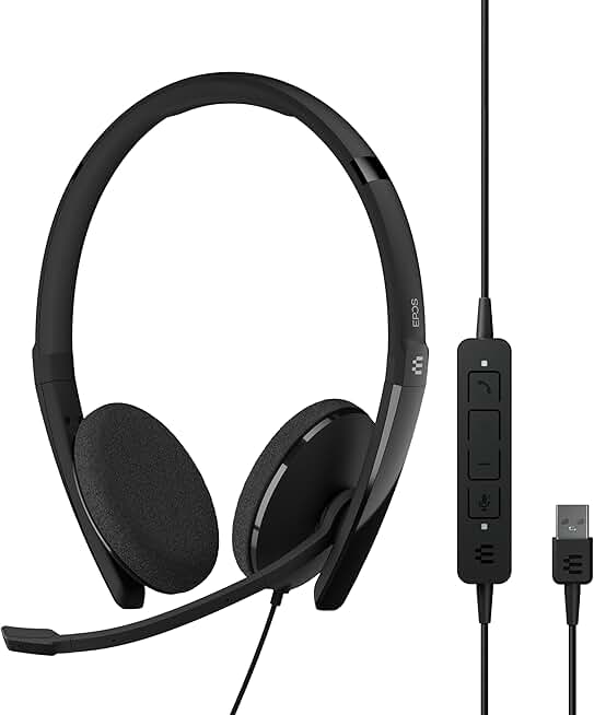 Wired double-sided headset with USB, stereo sound, and call control