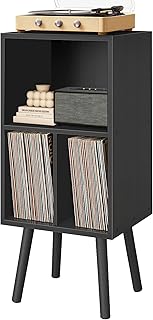 3-Tier Wooden Record Player Stand with Vinyl Storage