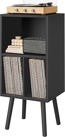 3-Tier Wooden Record Player Stand with Vinyl Storage