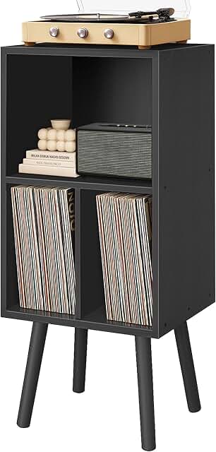 3-Tier Wooden Record Player Stand with Vinyl Storage