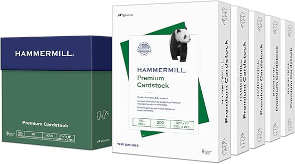 White 110 lb Cardstock, 8.5 x 11, 5 Reams