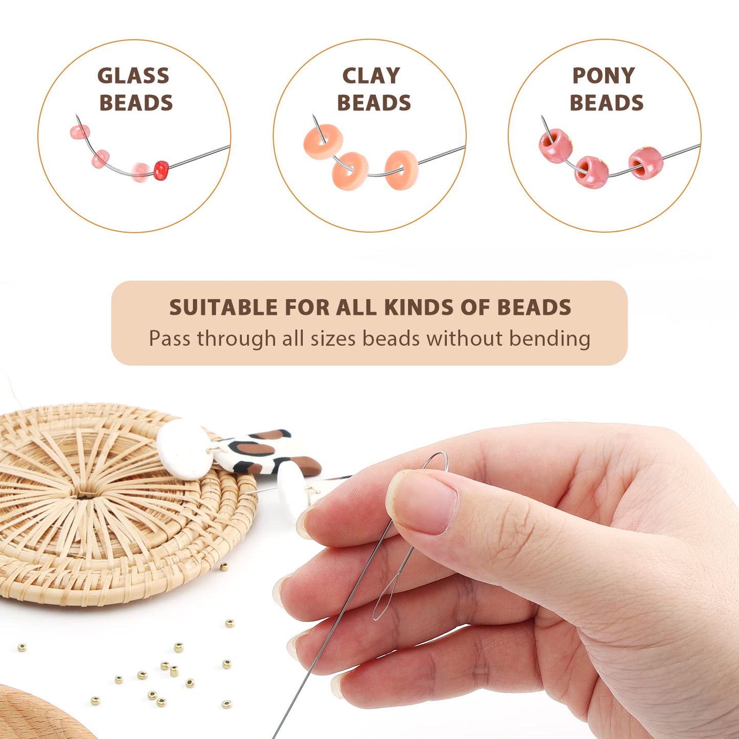 Big Curved Beading Needles for Jewelry Making and DIY Crafts