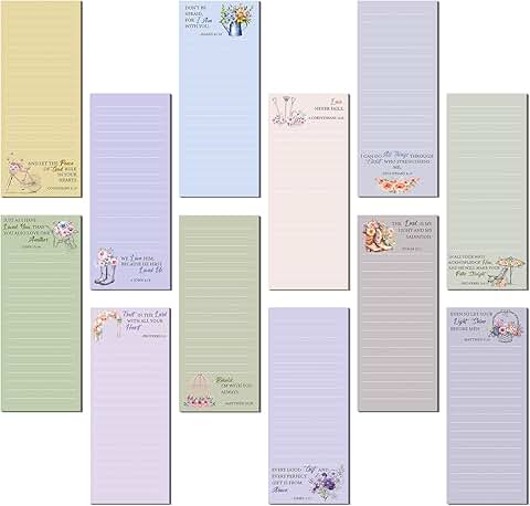 Set of 12 magnetic notepads for fridge, 9 x 3.5 inches