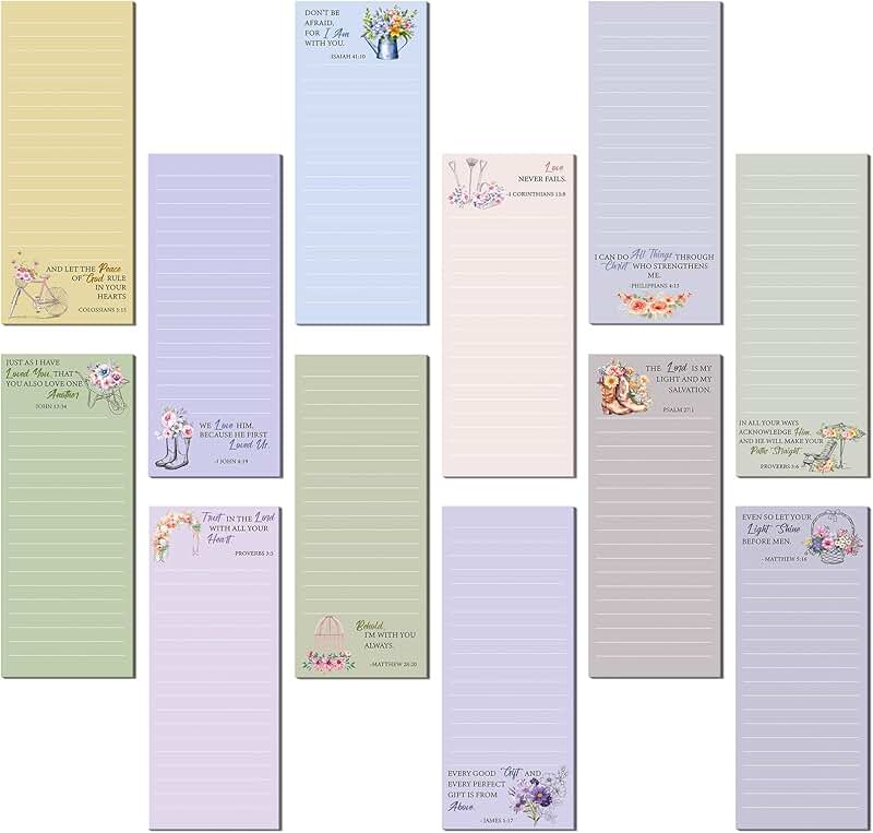 Set of 12 magnetic notepads for fridge, 9 x 3.5 inches