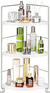3-Tier Corner Spice and Makeup Organizer in White