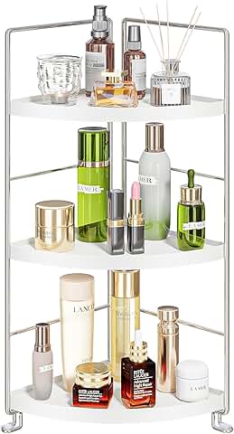 3-Tier Corner Spice and Makeup Organizer in White