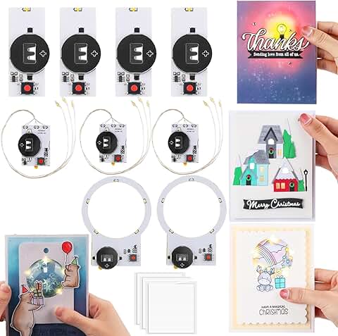 12-Piece DIY Light-Up Card Kit with LEDs and Foam Strips