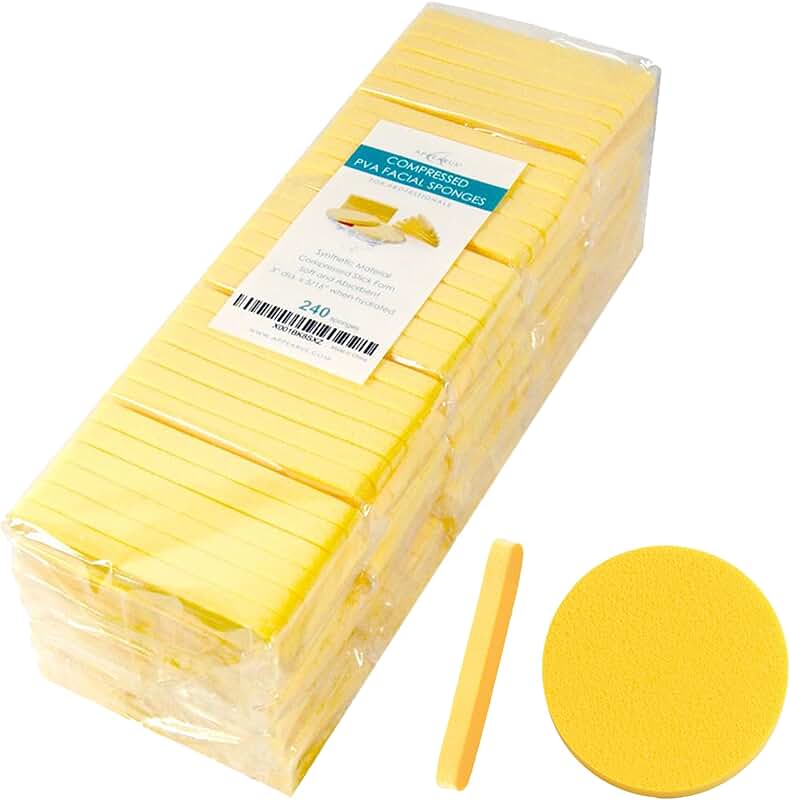 Compressed PVA Facial Sponges, 240 Pack