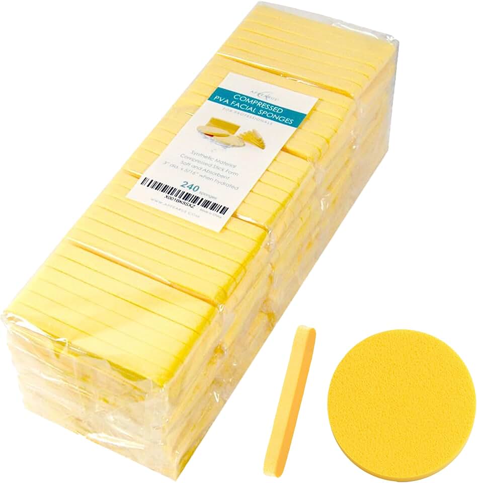 Compressed PVA Facial Sponges, 240 Pack