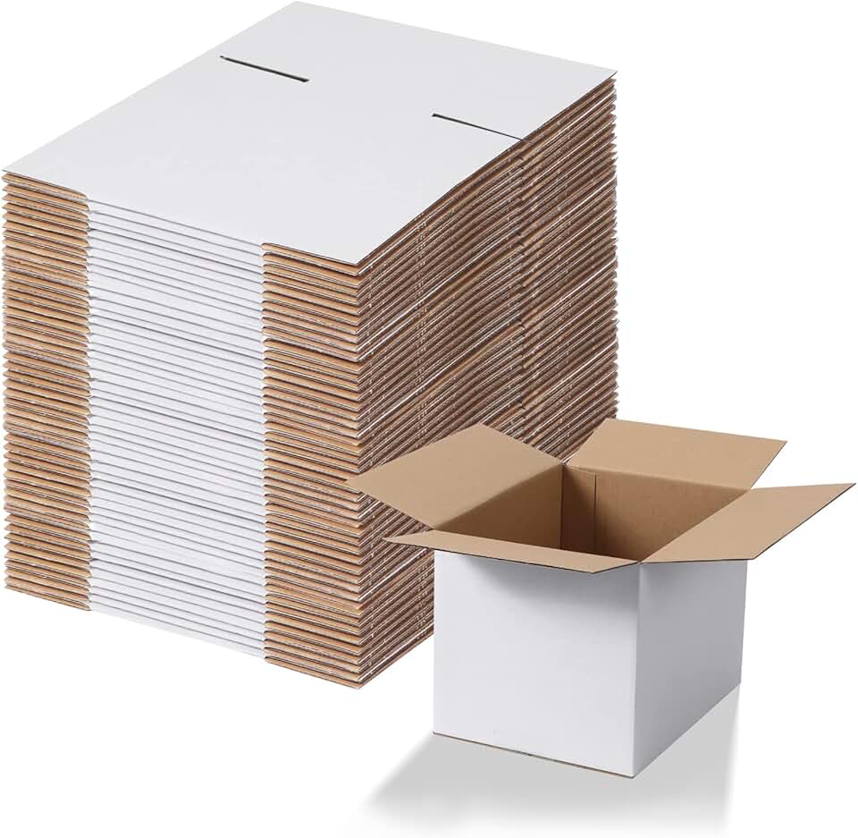 Set of 40 white shipping boxes, 8x6x6