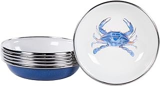 Set of 6 Blue Crab Enamelware Tasting Dishes, 4 oz