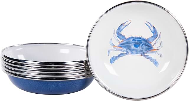 Set of 6 Blue Crab Enamelware Tasting Dishes, 4 oz