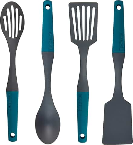 4-Piece Nylon Kitchen Utensil Set in Sea Green and Gray
