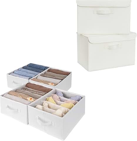 Bundle of 4 closet storage bins and 1 large storage box