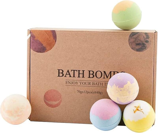12-Piece Natural Essential Oil Bath Bomb Gift Set