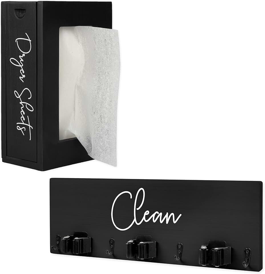 Wall Mount Wooden Broom and Mop Organizer