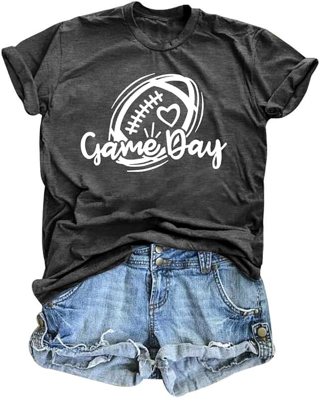 Cute Women’s Football Graphic T-Shirt for Game Day