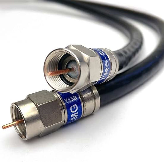 20ft Solid Copper RG-6 Coaxial Cable with Brass Connectors