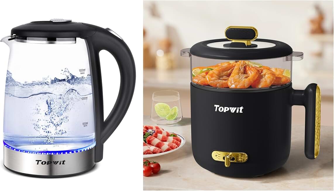 2L Glass Electric Kettle and 1.8L Electric Pot with Steamer