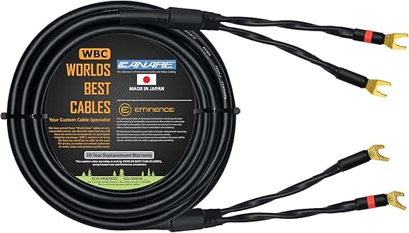 20-Foot Audiophile Star-Quad Speaker Cable with Gold Spade Connectors