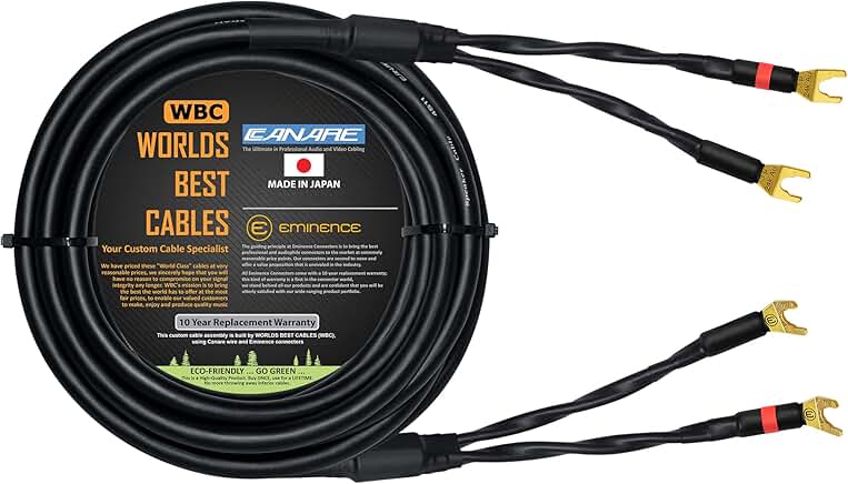 20-Foot Audiophile Star-Quad Speaker Cable with Gold Spade Connectors