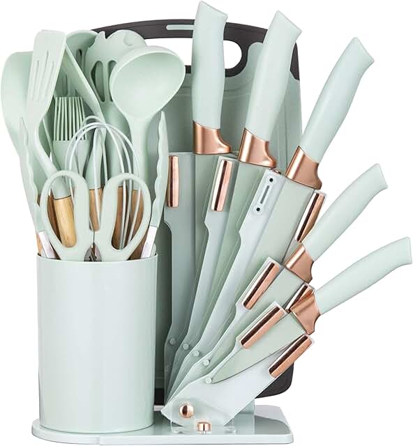 19-Piece Kitchen Utensil Set with Knife Block