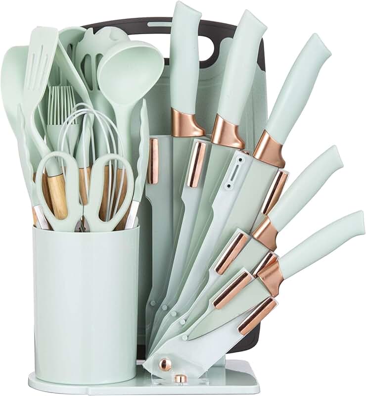 19-Piece Kitchen Utensil Set with Knife Block