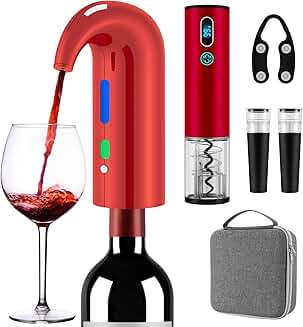 Electric wine opener gift set with decanter and accessories