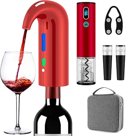 Electric wine opener gift set with decanter and accessories