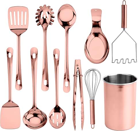 10-Piece Nonstick Kitchen Utensil Set in Rose Gold