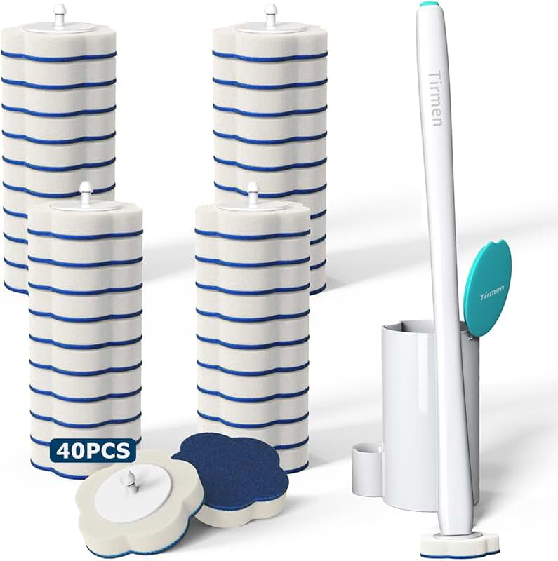 Disposable Toilet Brush Set with Refills and Storage Caddy