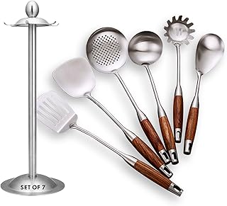 7-Piece Stainless Steel Kitchen Utensil Set with Wooden Handles