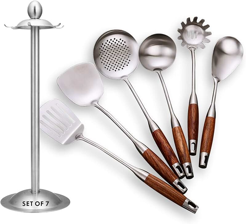 6-Piece Teak Wood Cooking Utensil Set for Kitchen