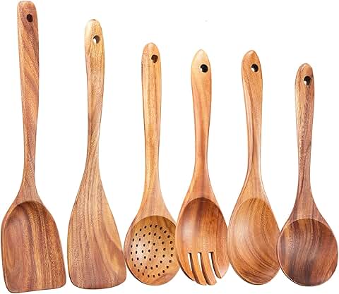 6-Piece Wooden Kitchen Utensil Set for Cooking