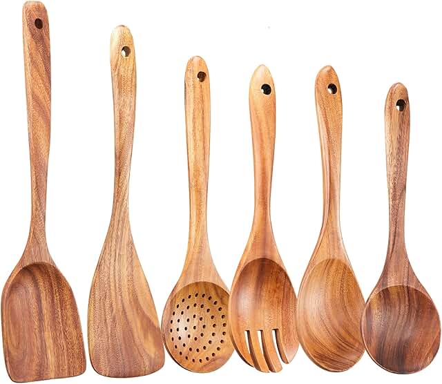 6-Piece Wooden Kitchen Utensil Set for Cooking