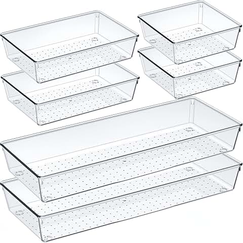 Large Clear Drawer Organizer Set for Kitchen and More