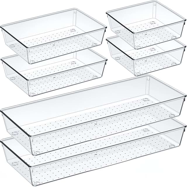 Large Clear Drawer Organizer Set for Kitchen and More