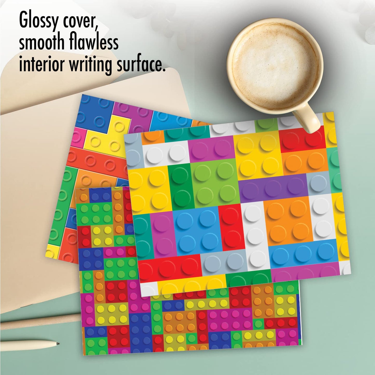 10 Colorful Kids Greeting Cards with Envelopes