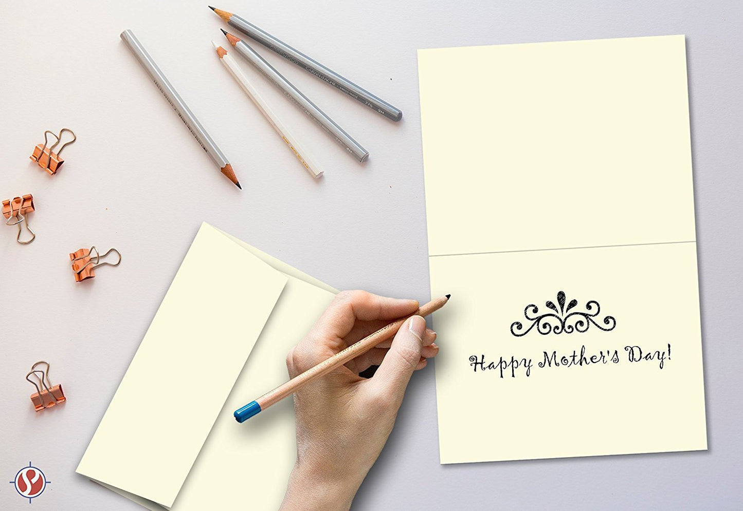 Set of 50 cream greeting cards with envelopes