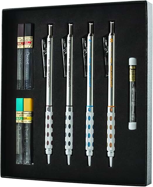 Mechanical Pencil Gift Set with Refill Leads and Erasers