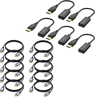 DisplayPort to HDMI Adapter 4K 5-Pack, 6FT HDMI Cables 10-Pack