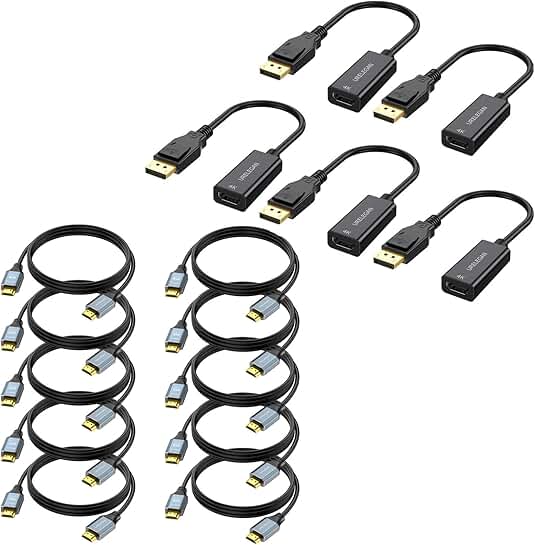 DisplayPort to HDMI Adapter 4K 5-Pack, 6FT HDMI Cables 10-Pack