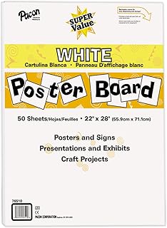 White Poster Board, 22x28 inches, 50 sheets