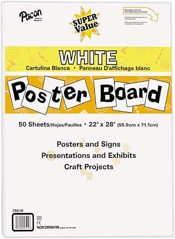 White Poster Board, 22x28 inches, 50 sheets