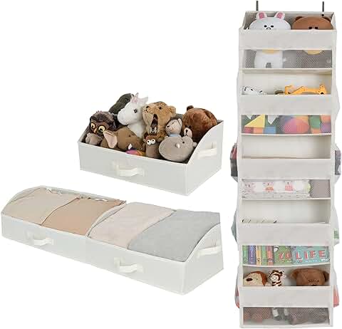 Over the Door Bathroom Organizer and Storage Bins Set