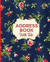 Large Print Address Book with Tabs and Floral Design