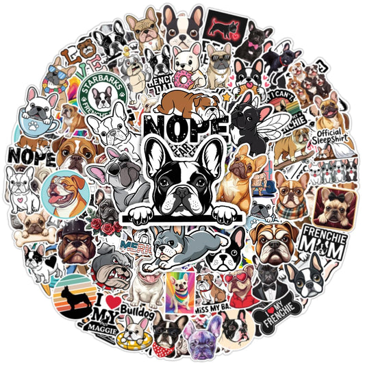100 French Bulldog Stickers for Water Bottles and Laptops