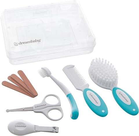 10-Piece Baby Grooming Kit with Brush, Comb, Nail Clippers, and Storage