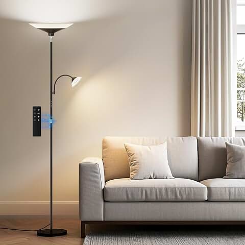 2-in-1 Dimmable Floor Lamp with Remote and Touch Control